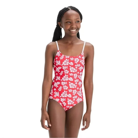 NWT Art Class Girl's Hawaiian Retreat One Piece Floral Swimsuit M 8 - Picture 1 of 6